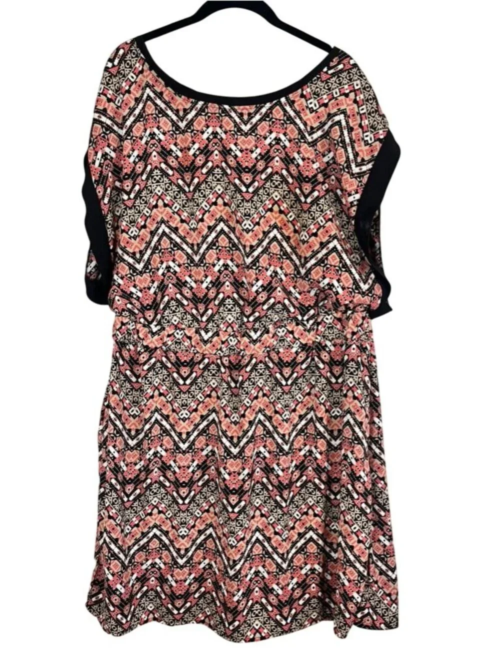 Colorful Western Dress 1X Black Boho Indie‎ Folk Aztec Southwest Hippie Chic 80s